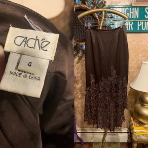 Cache Brown silk Beaded Skirt 💃